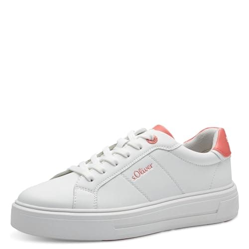 Image of s.Oliver Women's 5-23635-42 Trainers, White/Coral, 40 EU, White Coral, 8 UK