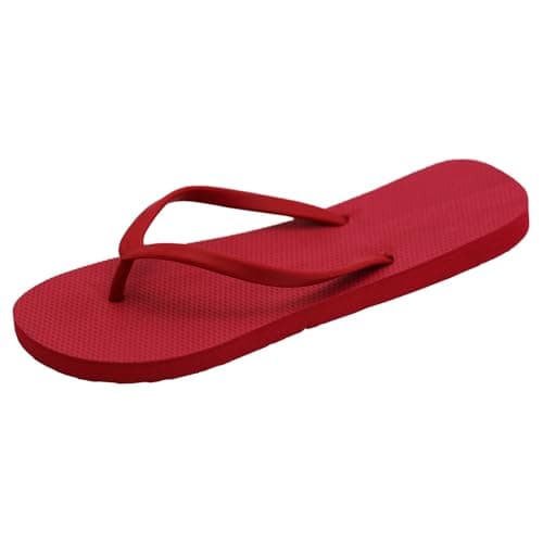 Image of Slim Flip Flops for Women, Ladies Slippers Flat Sandals, Lightweight Basic Thongs Rubber Slides Slip-on Summer Shoes (Wine Red, Adult, Women, 4, Numeric Range, UK Footwear Size System, 5, Medium)