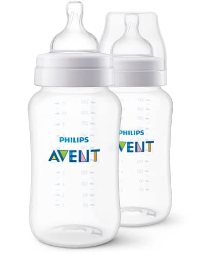 Image of Philips AVENT Anti-Colic SCY106/02 Baby Bottles, 325 ml, Transparent, Pack of 2