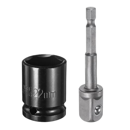 Image of sourcing map Deep 6-Point Impact Socket 1/2" Drive 22mm Metric Socket 1.5" Length with 1/4" Hex Shank Adapter, CR-V Steel Socket Adapter Accessory Tool Set Kit for Hex Bolts Nuts