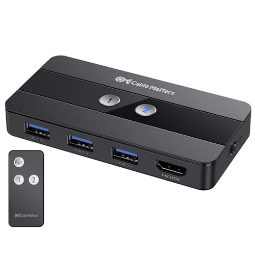 Image of Cable Matters USB 3.0 KVM Switch HDMI 4K@60Hz for 2 Computers, HDMI KVM Switches 2 Port, KVM Switch with 4K Video & 3X 5Gbps USB Ports