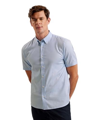 Image of Ted Baker Mens Aldgte Regular Premium Oxford Shirt, Lt-Blue, M UK