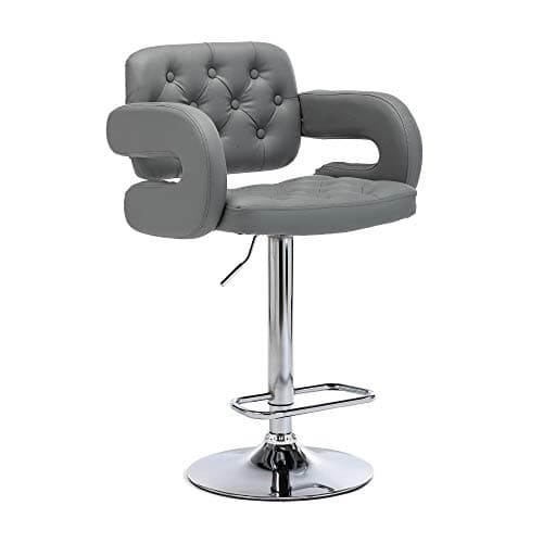 Image of HNNHOME Mercury Pu Swivel Faux Leather Breakfast Kitchen Bar Stool Pub Barstool (Light Grey)