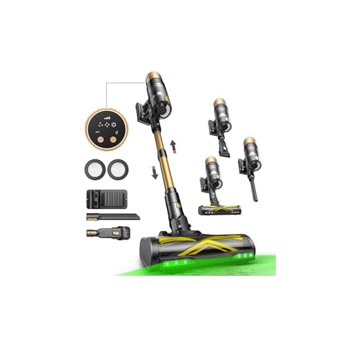 Image of Ultenic Battery Vacuum Cleaner, 50,000 Pa/580 W/65 Min, Cordless Vacuum Cleaner with GreenEye Technology, Anti-Tangle Brush, Telescopic Tube & Freestanding, Ideal for Carpets, Hard Floors & Pet Hair