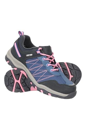 Image of Mountain Warehouse Stampede Kids Walking Shoes - Lightweight & Waterproof Sneakers with Suede & Mesh Upper for Boys & Girls - for Spring Summer, Wet Weather Lilac Junior Shoe Size 4
