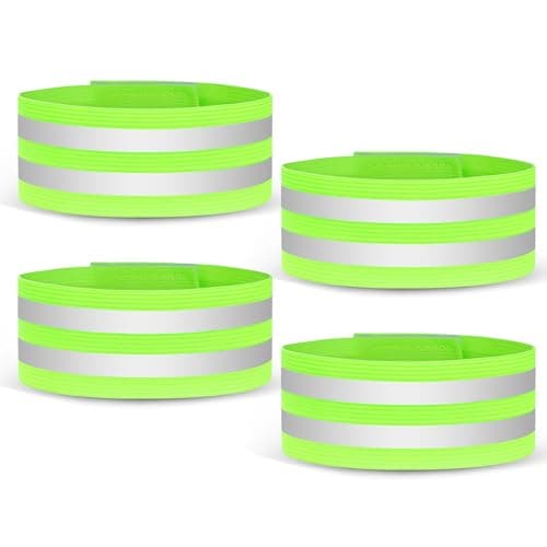 Image of URAQT 4 PCS High Visibility Armbands, Double Reflective Wrist Strap, Running Safety Gear Reflective Wristbands Bike Ankle Bands Reflector Armband Hi Vis Arm Straps For Walking Cycling Running