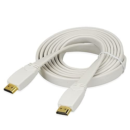 Image of JAFSAL ONLINE Flat HDMI Cable –1080p High Speed Ethernet Support Audio Video Return Cord with Gold Plated Connectors Compatible with- Xbox, Playstation, Laptop- 1 Meter White