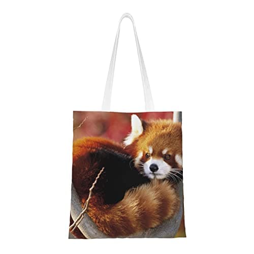 Image of AABSTBFM Red Panda Printed Shopping Bags For Women Ladies Girls - Reusable Shoulder Tote Bag, Grocery Bags, Shopper Handbag, Toy Bag, And Beach Bag