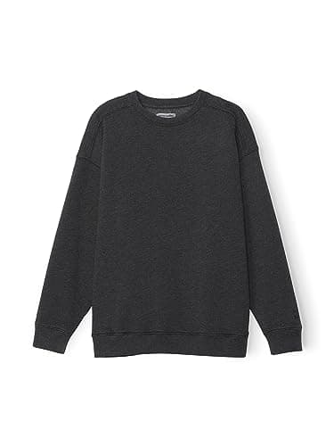 Image of Happy Nation Girl's Relaxed Fleece Crewneck Sweatshirt Pullover Sweater, Dark Grey, S