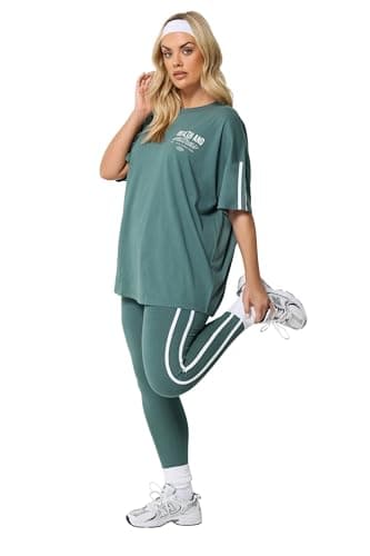 Image of Yours Active Curve Side Stripe Leggings - Women's - Plus Size Curve Blue
