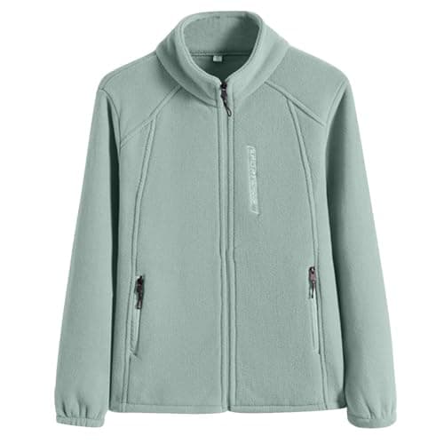 Image of Womens Fleece Jacket Plus Size, Lightweight Ladies Micro Fleece jacket Full Zip, Outdoor Sports Oversized Autumn Winter Warm Sweaters Long Sleeves Outerwear Coat with Zipped Pockets