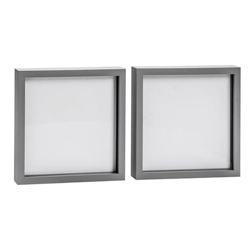 Image of Nicola Spring 3D Shadow Box Photo Frames - 20 x 20 (50 x 50cm) - Pack of 2 - Grey 3D Photo Frame Picture Frame Box Large Display Case for Object, Crafts, Keepsakes, Wedding, Graduation