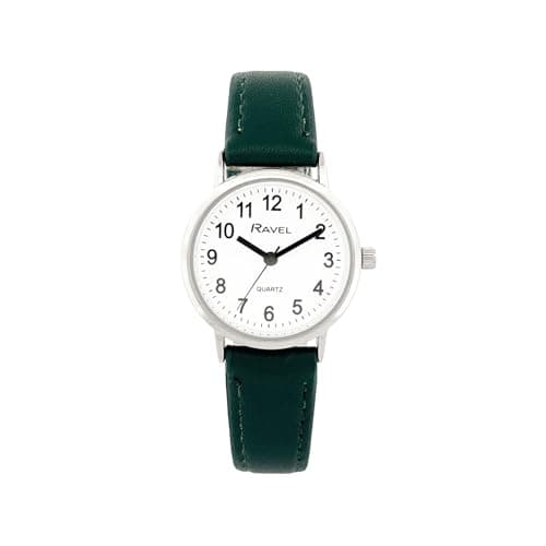 Image of Ravel - Unisex Classic Everyday Watch with Modern Numbers - Analogue Quartz - R0129.29.1 - Green/Silver Tone/White Dial with Numbers