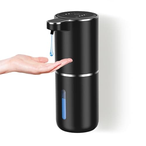 Image of Dalugo Automatic Liquid Soap Dispenser, 380ml Rechargeable Touchless Wall Mounted Soap Dispenser with 4 Adjustable Levels, IPX5 Waterproof for Kitchen and Bathroom (Black)