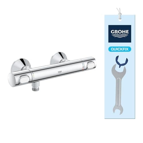 Image of GROHE Precision Flow - Wall Mounted Thermostatic Shower Mixer (Safety Button at 38°C, Temperature Limiter at 43°C Included, Eco Technology to Reduce Water and Energy Consumption), Chrome, 34840000
