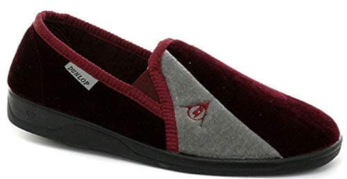 Image of DUNLOP New Mens Velour Twin Gusset Slippers Gents Shoes Sizes UK 7 8 9 10 11 12, Burgundy, UK 7