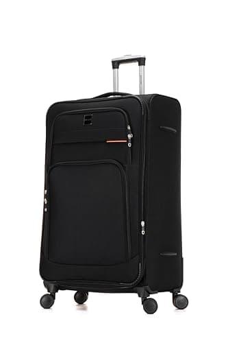 Image of Skylark 32" Extra Large Suitcase Super Lightweight Luggage 20% Expandable 4 Wheels Spinner 3-Digit Combination Lock Soft Shell Luggage Check in for 30kg (Black, 162 litres)