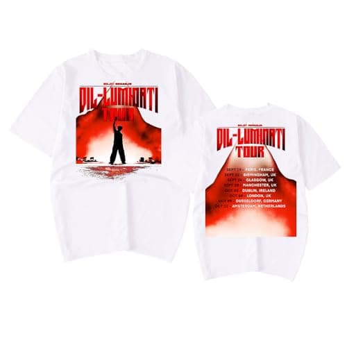 Image of RYSXJLX Diljit Dosanjh T-Shirt Dil-Luminati Tour UK 2024 Women Men Fashion Casual Short Sleeve Tee (M,White)