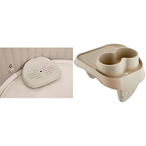 Image of Intex Purespa Seat, Multi-Colour & PureSpa Plastic Beverage Holder-Beige 26 x 22 x 18 cm