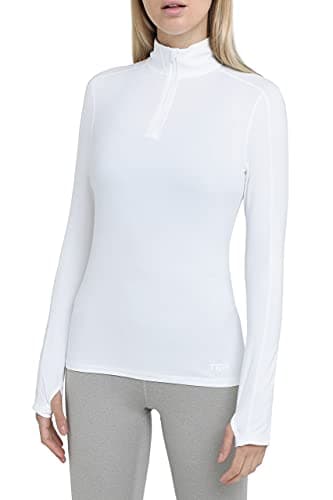 Image of TCA Women's Lightweight Fusion Quickdry Long Sleeve Half-Zip Running Top - Cloud White, S