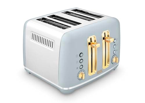 Image of Morphy Richards Accents 4 Slice Toaster, Soft Gold Collection, Variable Browning, Removable Crumb Tray, Cord Storage, Non-slip, 2200W, Ocean Grey, 242046