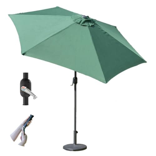 Image of GardenKraft 14610 2.7m Outdoor Garden Parasol/Tilt & Crank Mechanism / 6 Steel Ribs/UV 30 Protection/Durable Polyester Material/Dark Green Colour