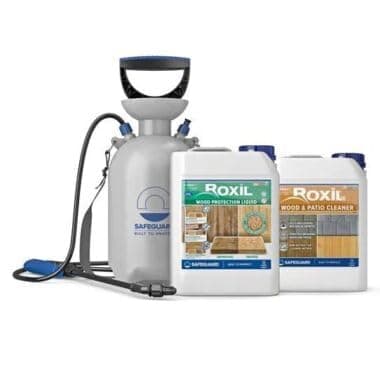 Image of Roxil Wood Cleaning & Protection Kit - Cleans and Protects Decking, Sheds, Fences, Garden Furniture and any other outdoor timber