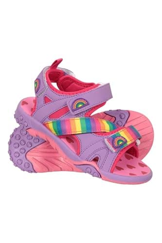 Image of Mountain Warehouse Seaside Junior Sandals - Neoprene Lining, Flexible Kids Shoes, Removable Heel Strap Beach Shoes - For Walking, Travelling & Beach Bright Pink Kids Shoe Size 6