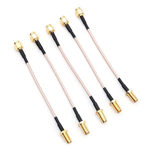 Image of DollaTek 5PCS SMA RG178 Coax Connector WiFi Antenna Extension Kit - Low Loss FPV Cable Male To Female 10CM