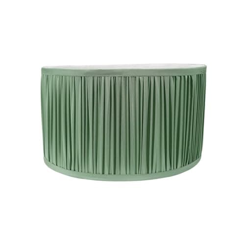 Image of ValueLights | Small Easy Fit Green Ruched Pleated Drum Light Shade Living Room Bedroom Hallway Lampshade | Shades, Home Décor & Improvement Essential | Included LED Bulb | 250mm Shade Width