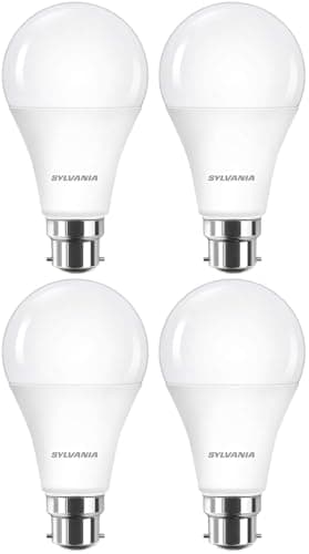 Image of SYLVANIA GLS Frosted LED Light Bulbs, B22, 8W, 806 Lumens, Warm White 2700K - 4 Pack