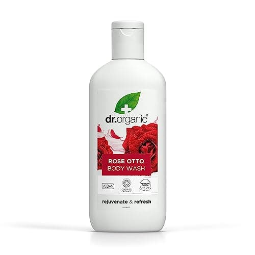 Image of Dr Organic Rose Otto Body Wash, Shower Gel, Mens, Womens, Natural, Vegan, Cruelty-Free, Paraben & SLS-Free, Recyclable & Recycled Ocean Bound Plastic, Certified Organic, 250ml, Packaging may vary