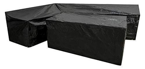 Image of Woodside L Shape Outdoor Garden Corner Sofa & Table Dining Set Cover, Black, 100g/M2, 4