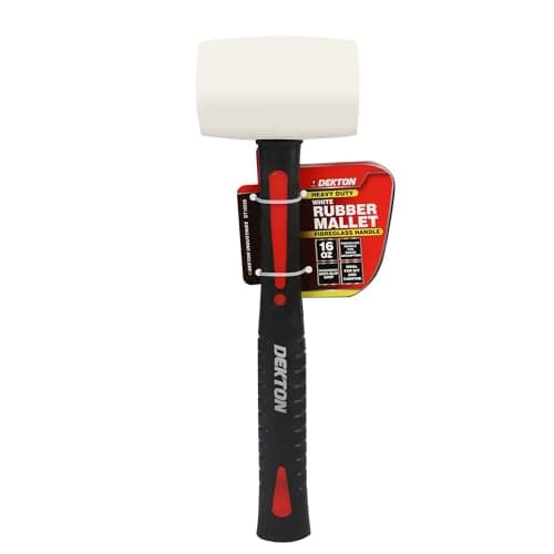 Image of Dekton 16oz White Rubber Mallet with Fiberglass Handle-Durable & Lightweight| Non-Marring Head| Comfortable Grip| Shock-Absorbing Fiberglass Handle| Versatile Tool for Hammering, Tapping, Carpentry