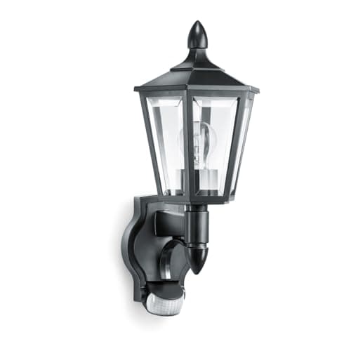 Image of Steinel Outdoor Wall Light L 15 S black- 180° Motion Sensor, 10 m Reach,max. 60 W, Classic Design, for Entrance and Fronts