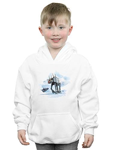 Image of Absolute Cult Star Wars Boys Christmas AT-AT Reindeer Hoodie White 9-11 Years