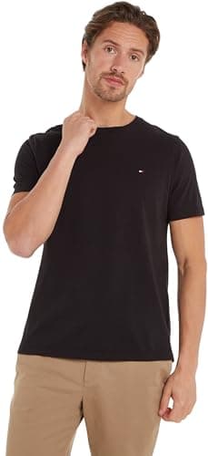 Image of Tommy Hilfiger Men’s Short Sleeve Round Neck Essential Regular Fit T-Shirt, Black (Black), M