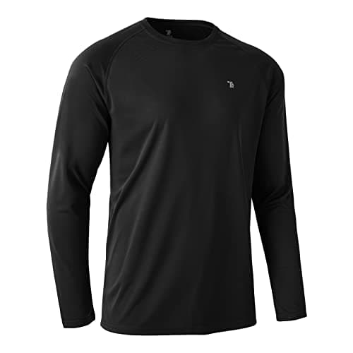 Image of Rdruko Mens Quick Dry Long Sleeve Tops Breathable Running Sport Gym T Shirts UV Sun Protection Hiking Fishing Shirt Black XL