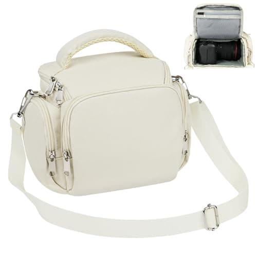 Image of Ainiv DSLR Camera Bag, Waterproof Anti-Shock SLR Camera Case, Adjustable Shoulder Strap Cameras Accessories Protection, Portable Crossbody Single Shoulder Bag Compatible with Canon, Sony, Nikon, Beige