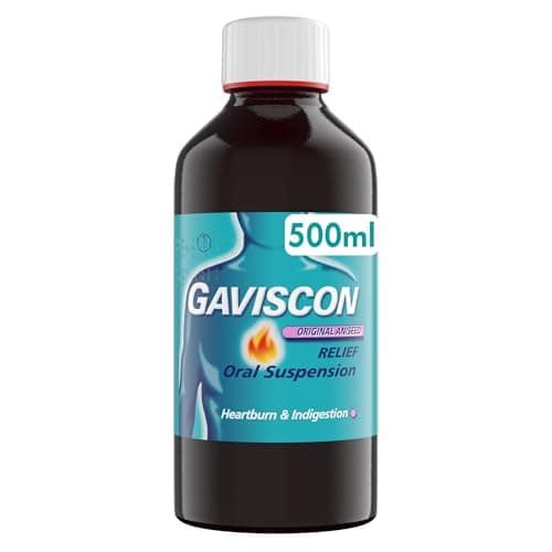 Image of Gaviscon Original Aniseed Liquid 500ml - Heartburn & Acid Reflux Relief, Fast-Acting Formula, Protective Barrier, Long-Lasting Comfort, Suitable for Pregnancy, Antacids, Digestion and Nausea