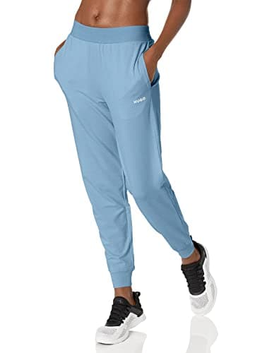 Image of Hugo Women's Jersey Constrast Logo Lounge Joggers, Sky Blue, Large