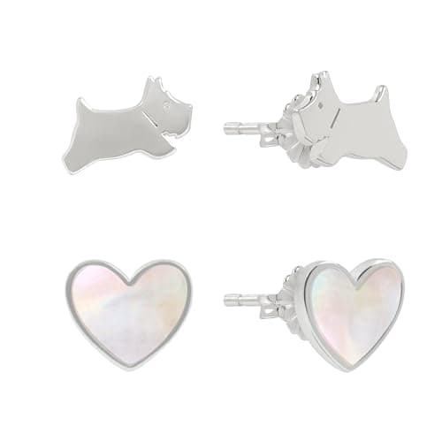 Image of Radley Women's Sterling Silver Dog and Genuine Mother Of Pearl Heart Earrings RYJ1425