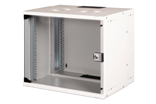 Image of DIGITUS network cabinet - 19-inch rack 9 U - Unassembled - Wall mounting - 400 mm depth - 319,25 mm usable depth - Load capacity 60 kg - Glass door - SOHO Pro series - Grey