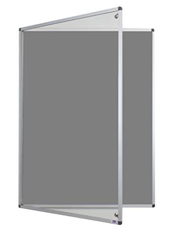 Image of Adboards Dual Lock - Classic Lockable Noticeboard Grey Felt 1200mm x 900mm Aluminium Frame - Tamperproof Extra Secure