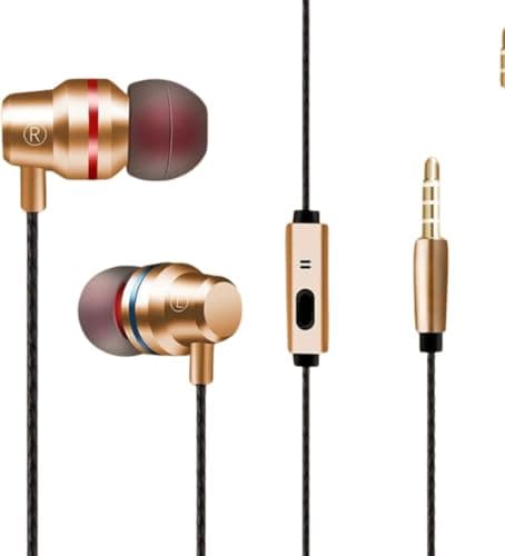 Image of 3.5mm Wired Headphone | Stereo Wired Earphones with Mic | Noise-Isolating In-Ear Headset | Universal 3.5mm Jack for Mobile, Tablet, Laptop & PC | Comfortable Soft Earbuds for Music & Calls (gold)