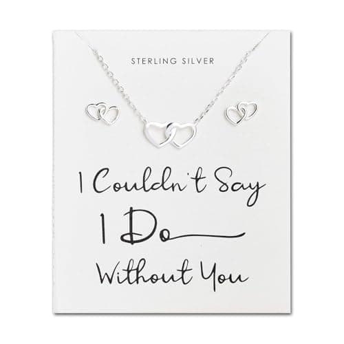 Image of Philip Jones Sterling Silver I Couldn't Say I Do Without You Bridal Heart Link Set