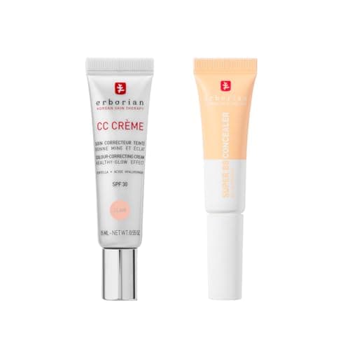 Image of Erborian - CC Cream with Centella Asiatica Clair 15 ml - Color Correcting Cream + Super BB Concealer Nude 10 ml - High-Coverage Treatment Concealer Enriched