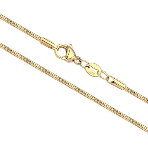 Image of Tibond 18K Yellow Gold Chain for Women Men, Snake/Box/O-Chain Necklace 18-24 Inch Lengths Suitable for Layering or Pendants (Snake Chain, 18, Inches)