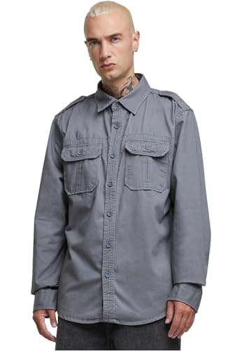 Image of Brandit Vintage Shirt Long Sleeve, color: charc grey, size: S