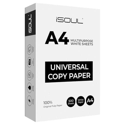 Image of iSOUL Printer Paper, A4 Copy Paper, Printer Paper, Printer Copiers Paper, Compatible with Laser, Inkjet, Fax Paper, Perfect for Home & Office Use, White 500 Sheets Count